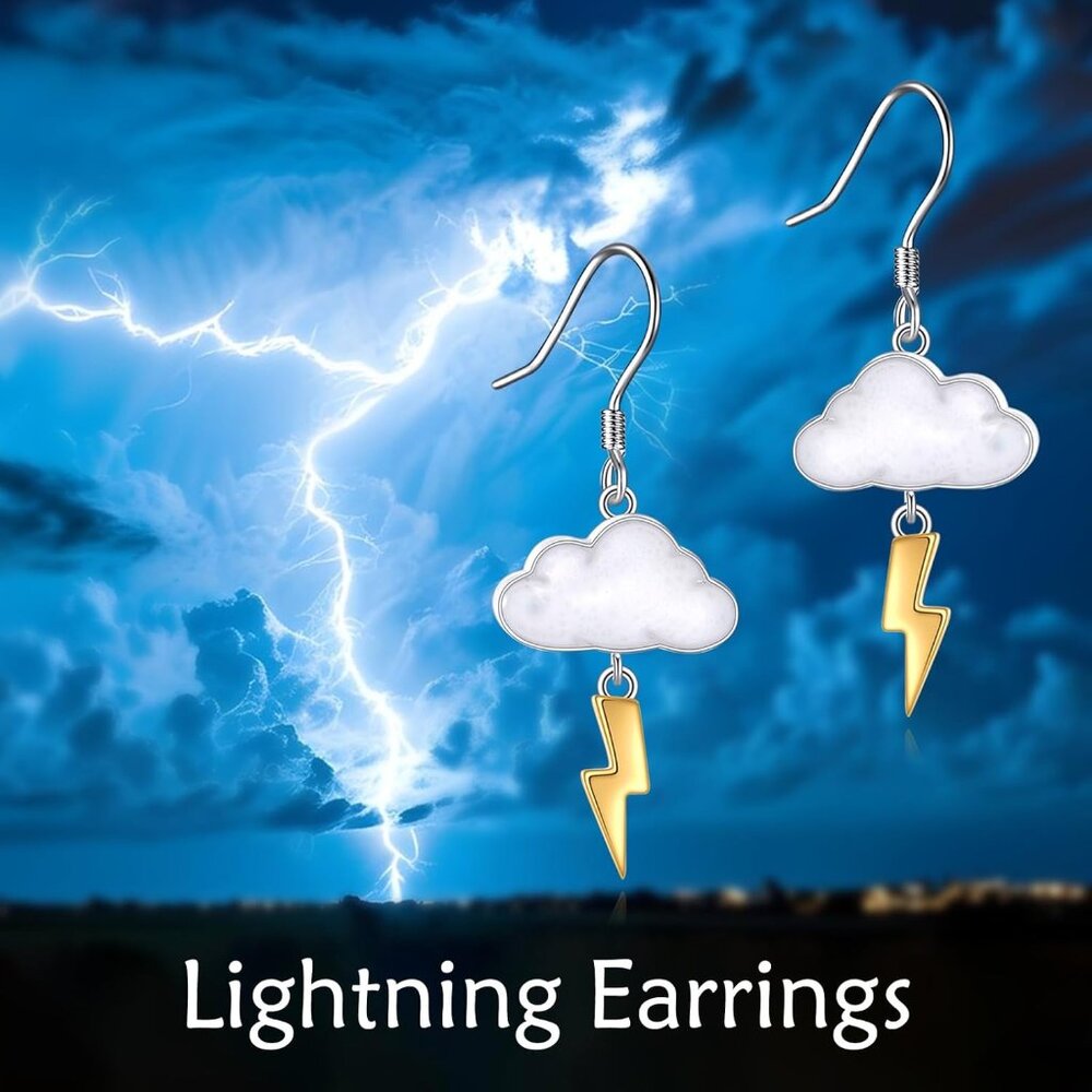 Mountain Dangle Silver Cloud Lightning Earrings F… - image 6